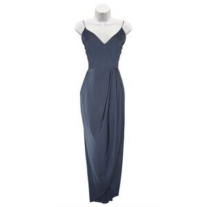 Shona Joy Gray Sleeveless V Neck Cocktail Draped Bridesmaid Formal Dress Size 4
